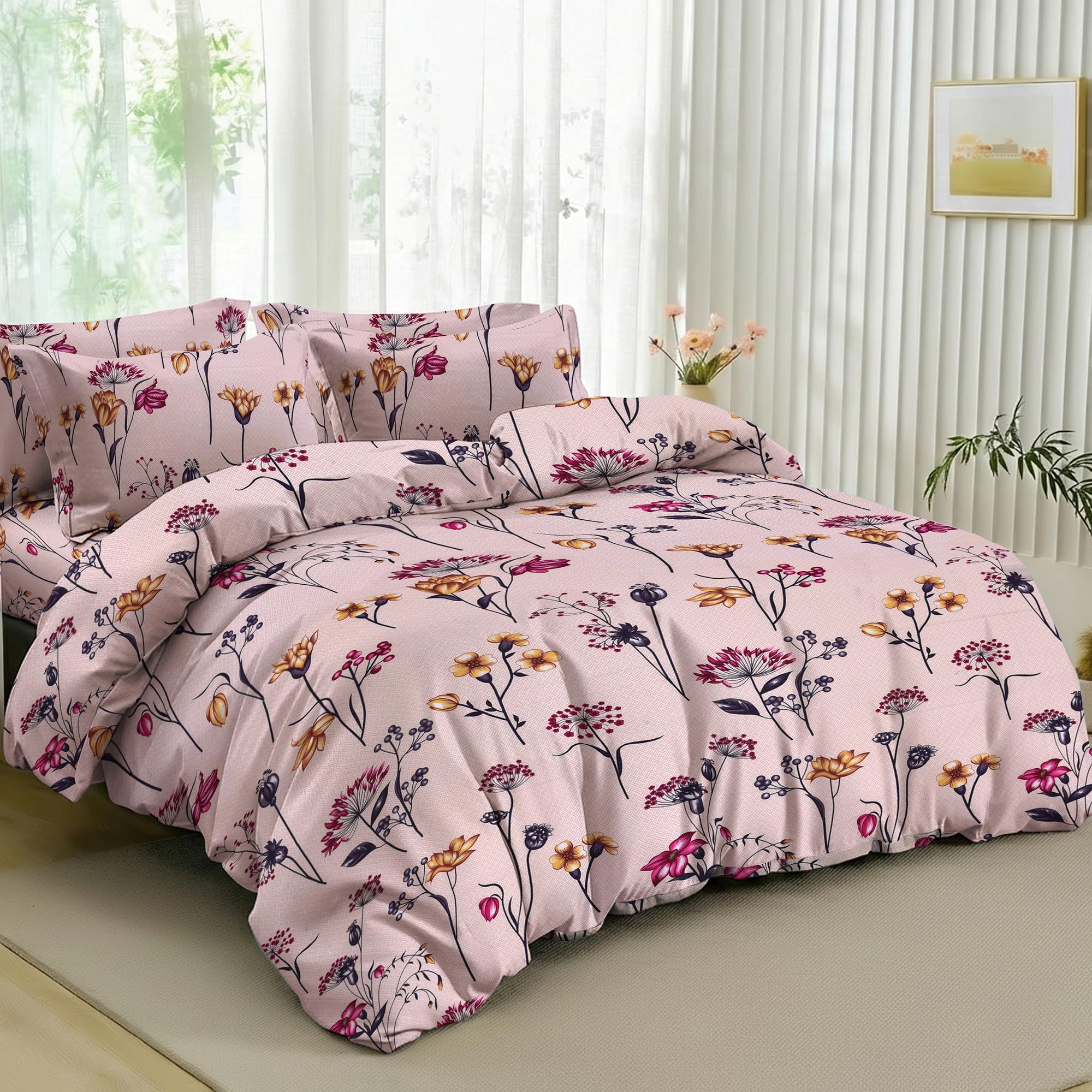 RAYBedding Floral Single Duvet Cover Set with Pillowcase – Soft Luxury Printed Bedding, Floral Pattern Quilt Cover with Button Closure & Corner Ties, Comfortable Single Bed Bed Linen