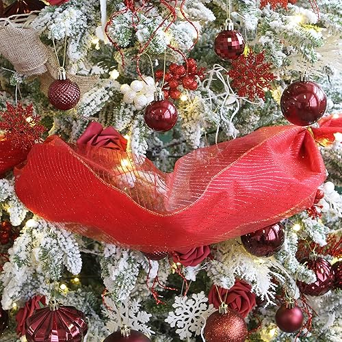 Miniatura 4 de Sea Team Cinta de hilo transparente con purpurina de 6 pulgadas de ancho, cinta de malla decorativa para árboles de Navidad, coronas, guirnaldas,