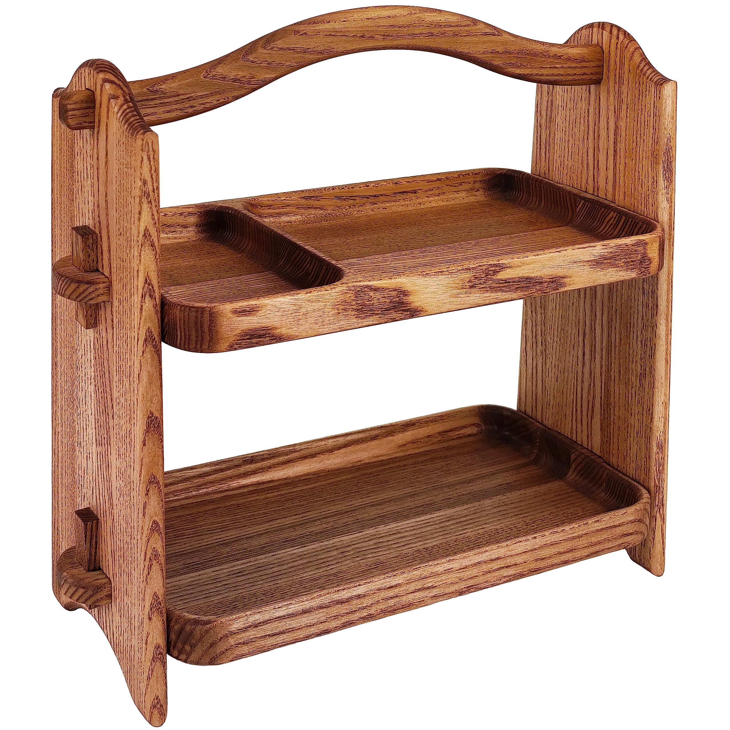 G.a HOMEFAVOR Cesto per Frutta Porta Frutta 2 Piani in Legno Di Acacia Cestino Frutta Cucina Alzatina Portafrutta a Ripiani per Verdura Snack