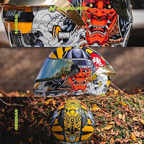 Miniatura 10 de HAX Casco de motocicleta de cara completa de obsidiana para adultos, con doble visera, para motocicleta de calle, con pinlock listo para pinlock,