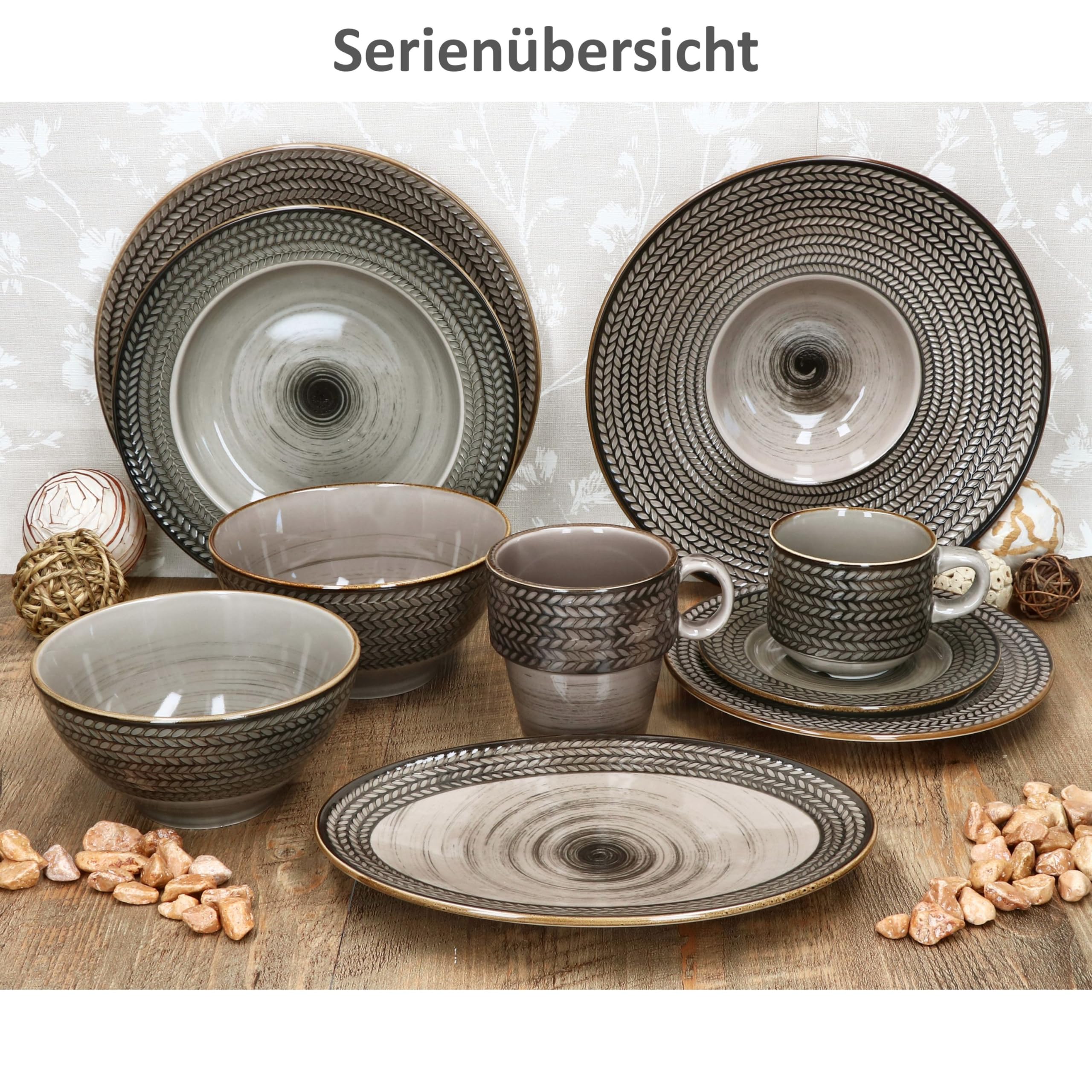 MÄSER Prospero 6er Set Kuchenteller - Braun Mit Relief Für Dessert & Salat