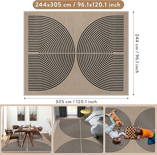 Miniatura 2 de Lahome Alfombra moderna de yute de color arcoíris, de 8 x 10 pies, para interiores y exteriores, para patio, casa de campo, alfombra contemporánea