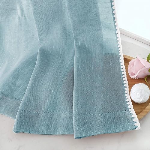 Miniatura 6 de Selectex - Cortinas transparentes de lino natural con bordes semitransparentes