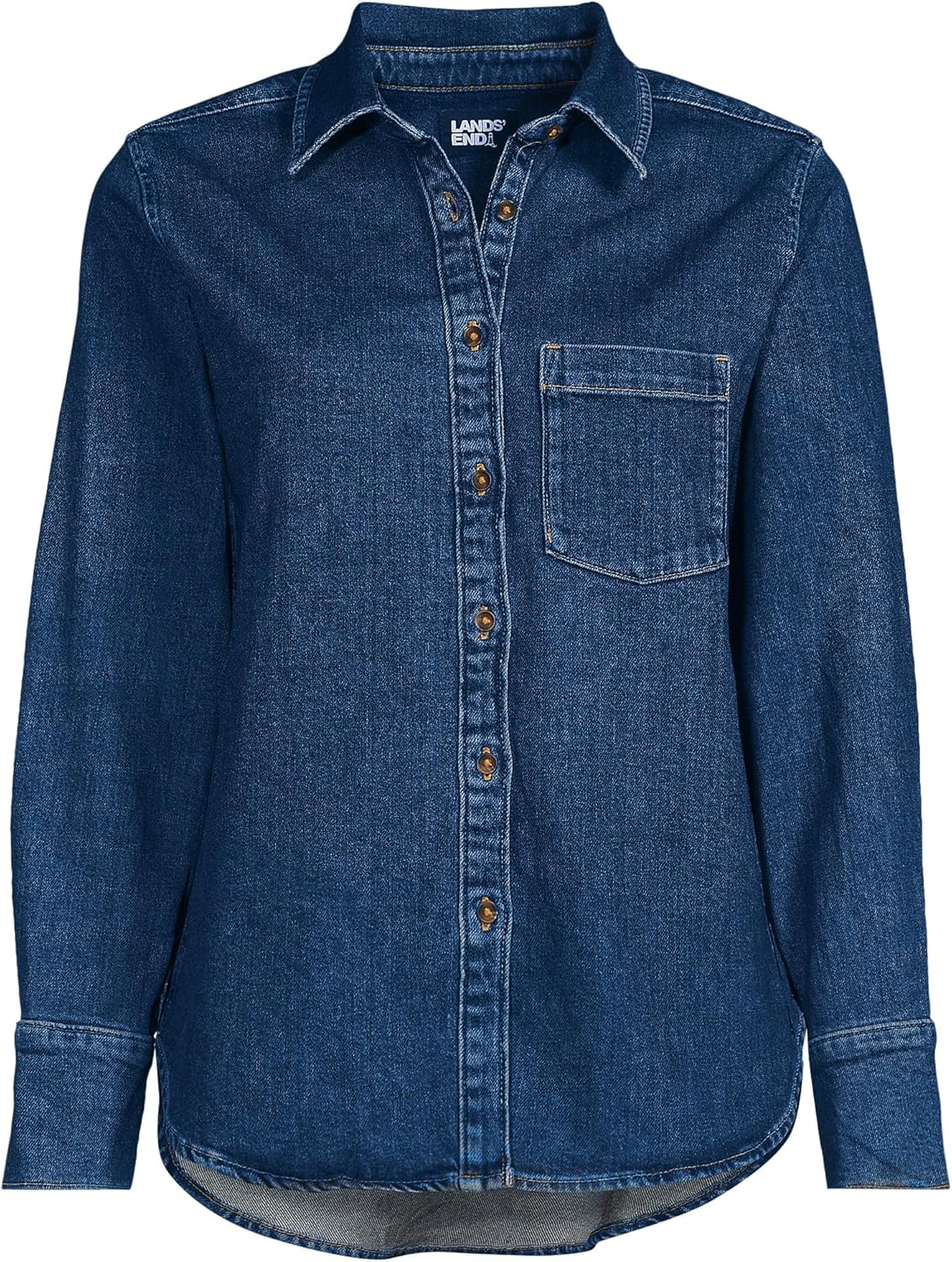 Lands' End Women's Soft Denim Twill Button Front Shirt