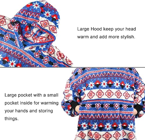 Miniatura 3 de Catalonia Classic Manta de gran tamaño con capucha de felpa, regalo para mujeres, hombres, novia y mamá