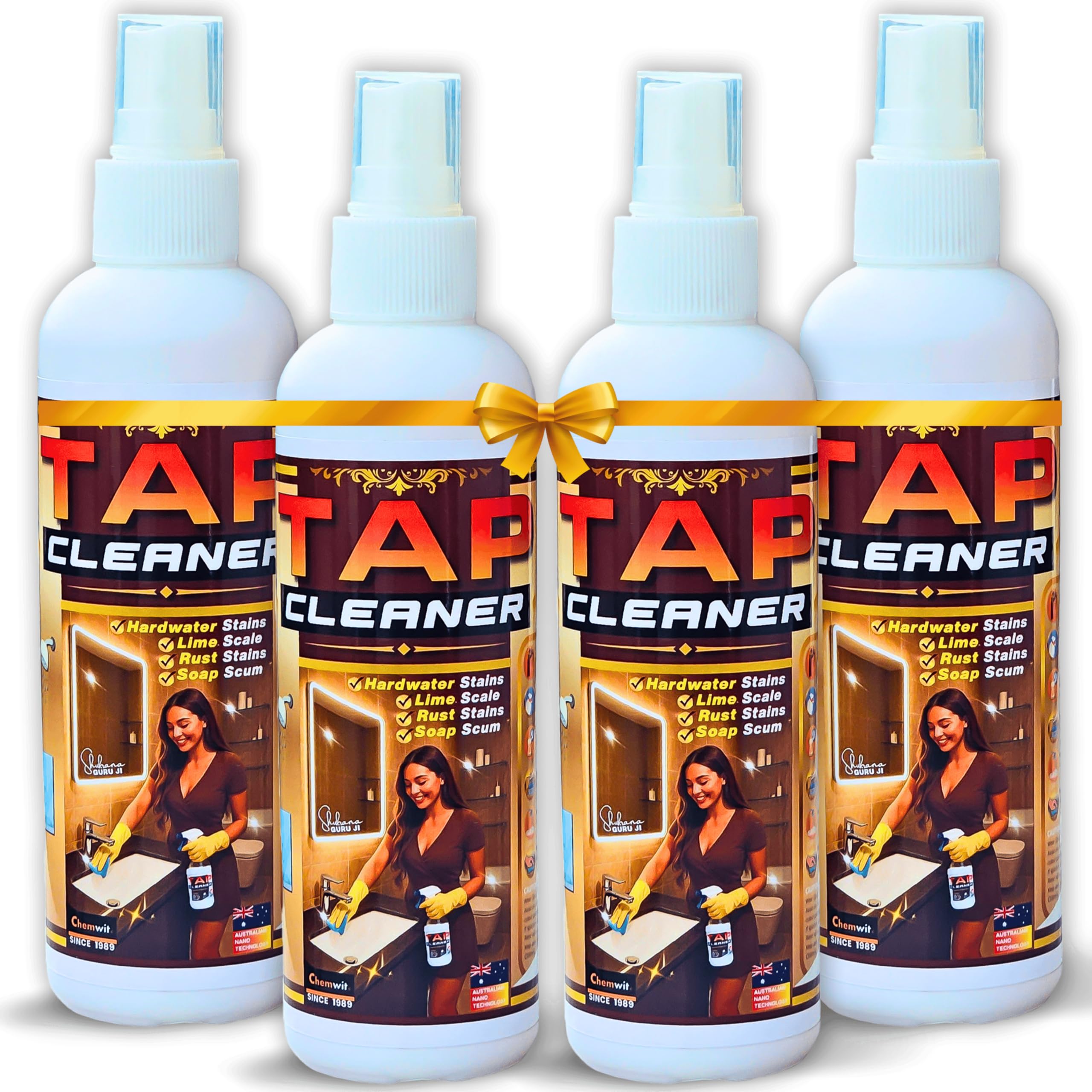 Chemwit - Tap Cleaner for Bathroom Hard Water (800mL) - Safe Spray Limescale Remover for Faucets, Shower Glass, Bathroom Fittings with Corrosion Protection - Removes Rust, Lime Scale and Stains