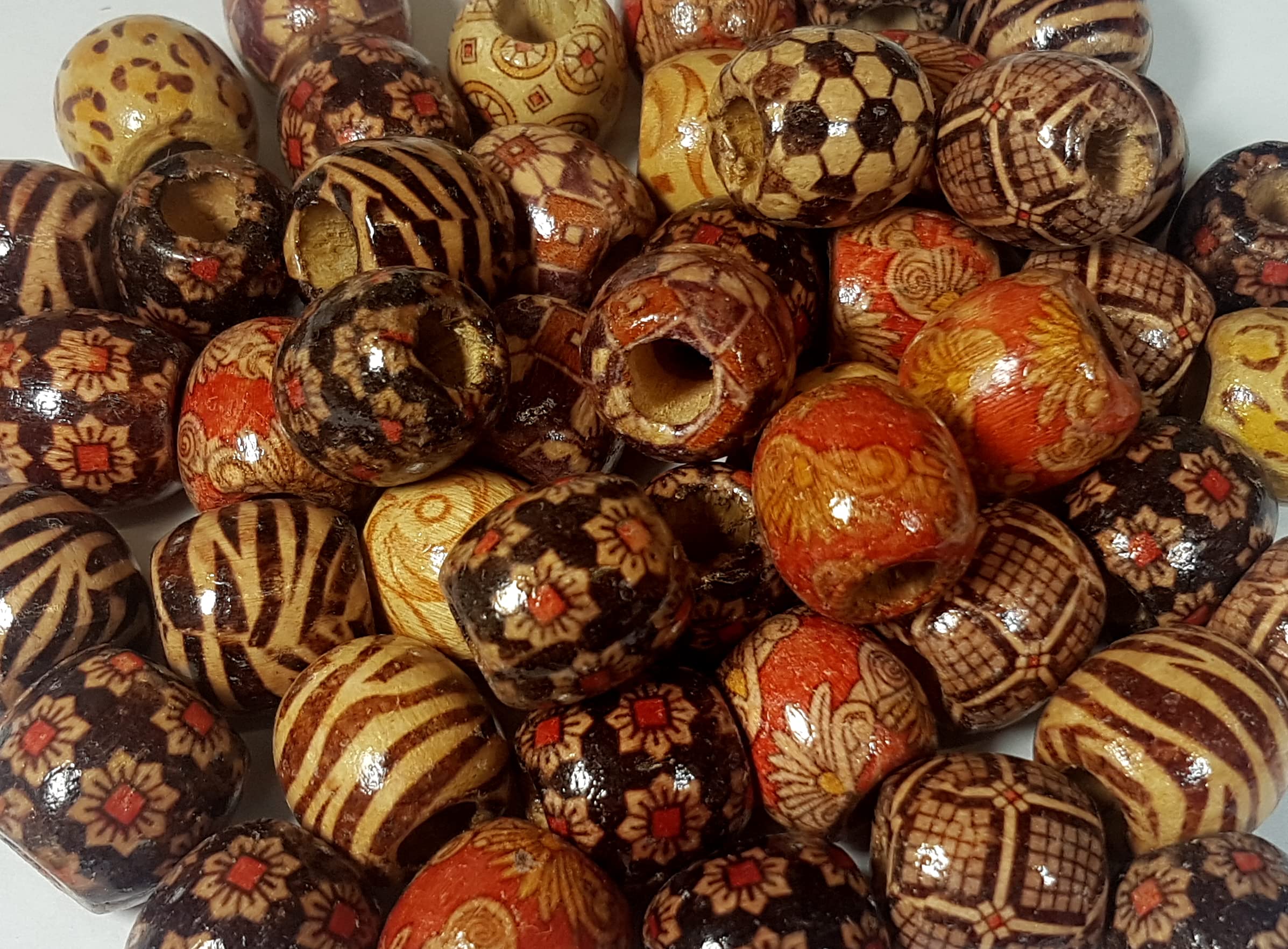 celloexpress Natural Wooden Round Beads Used for Handmade Jewellery or Macrame (Mixed 5-16x17mm (7mm Hole), Pack of 100) โ image 1