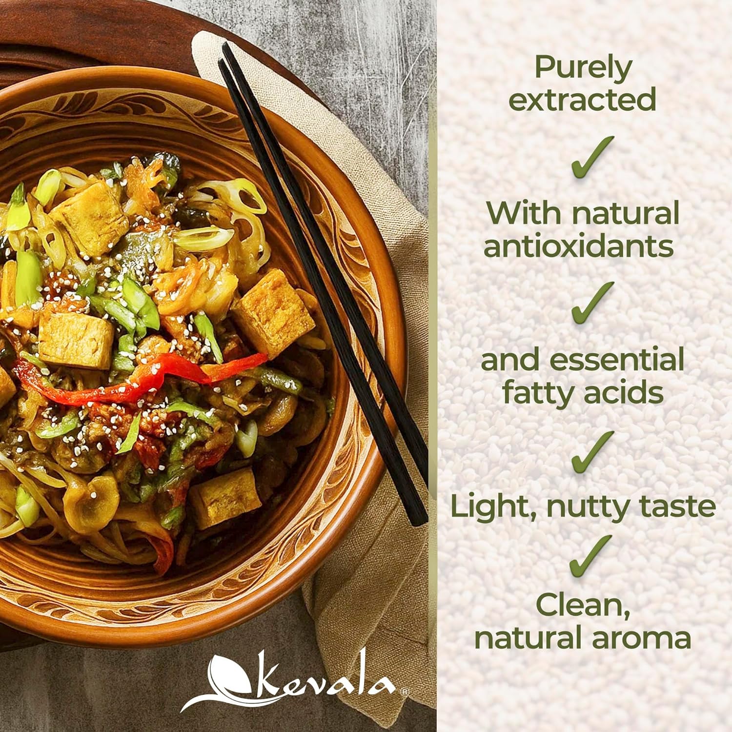 Kevala Organic Extra Virgin Sesame Oil - 17.5 lb – Sesame Seed Organic – Cooking Oil – Cold Pressed - Unrefined - Image 3