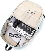 Vista 6 de Joymoze Juego de mochila para laptop con bolsa de almuerzo y monedero para lápices, Cadena azul claro, Tamaño único, Classic