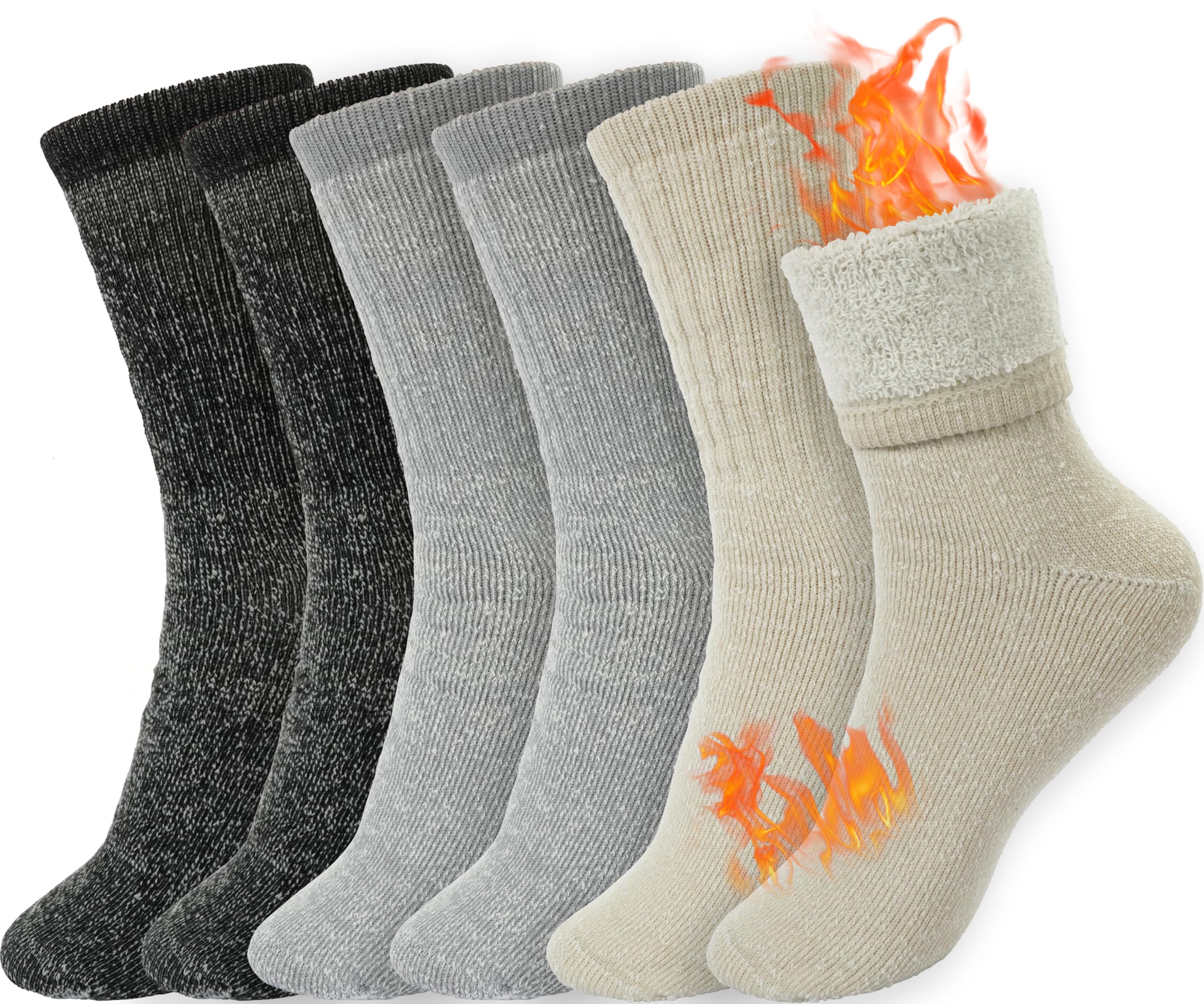BomKinta Wool Hiking Socks Women - Merino Thick Warm Thermal Boot Socks - Winter Cozy Crew Sock Size