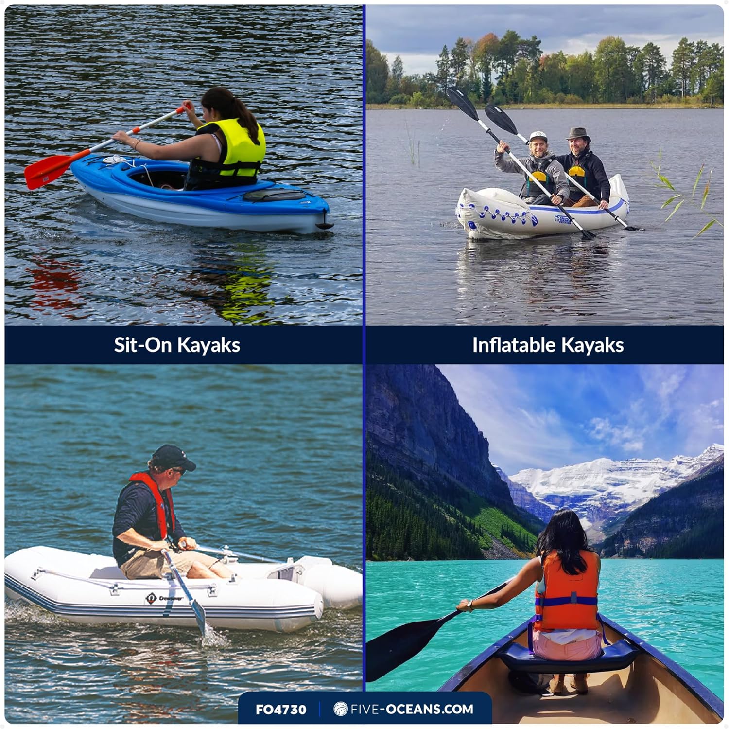 Five Oceans Kayak Paddle Holder - Paddle Holder for Kayaking, 2-Pack Paddle Holder Clip - Kayak Paddle Clip, Easy Mounting with Mounting Hardware, Black - Heavy-Duty Rubber - FO4730