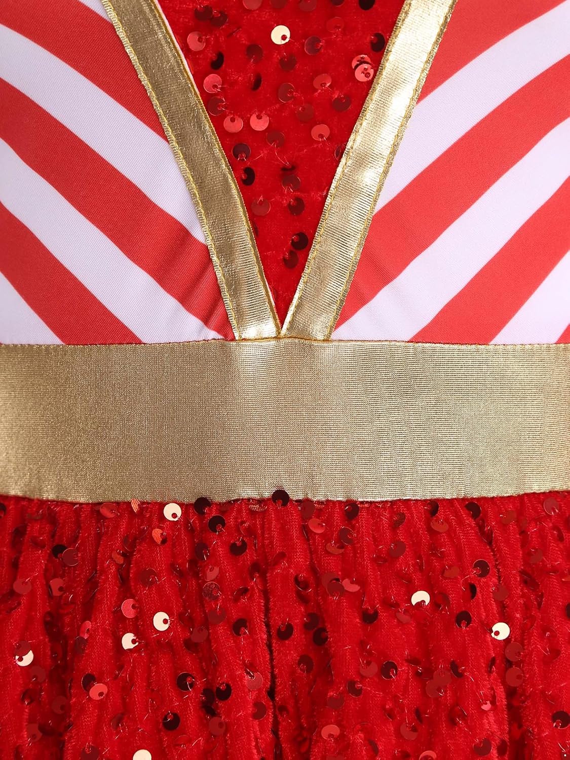 Women's Christmas Candy Cane Costume Mock Neck Long Sleeve Skating Dress Ballet Leotard Tutu Dress