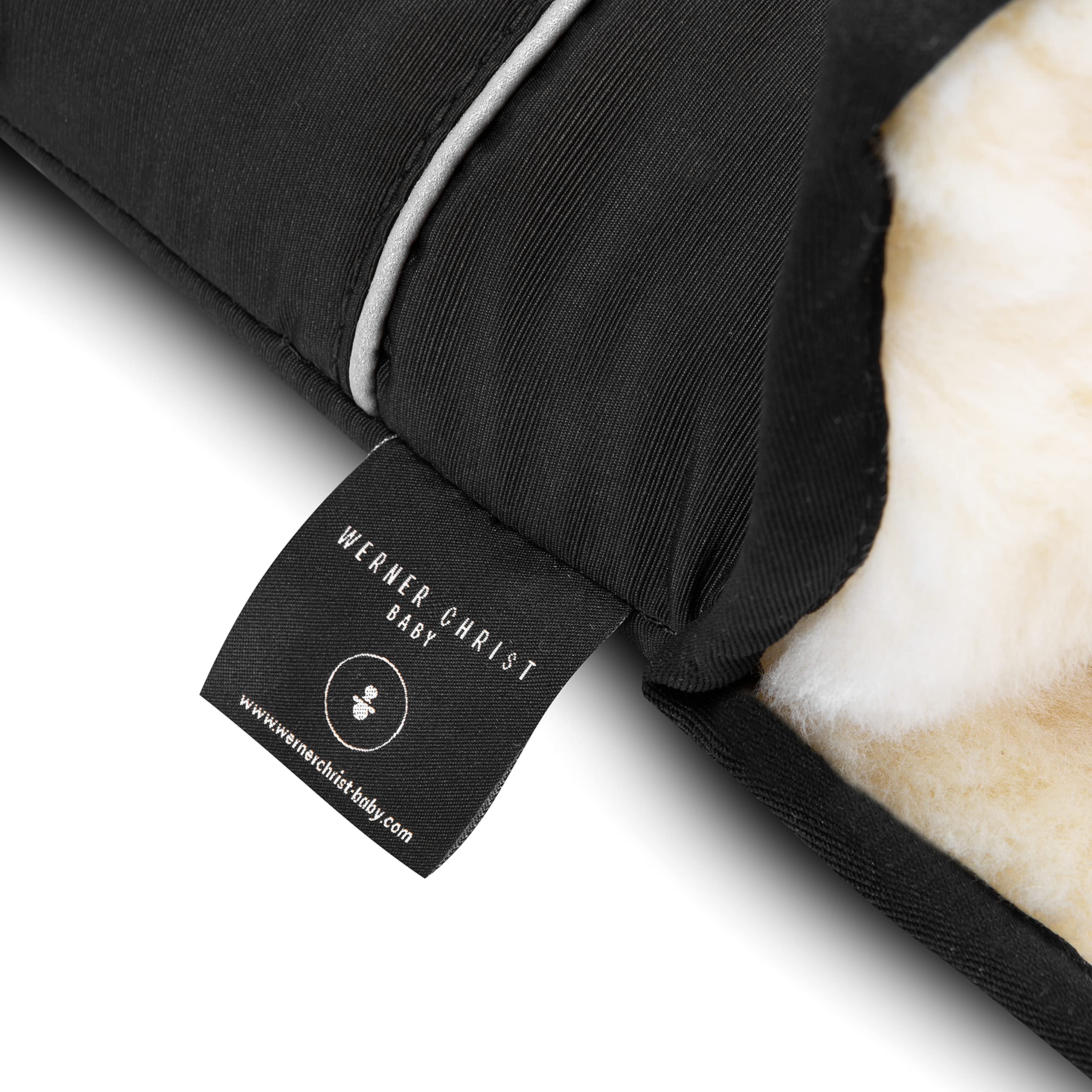 Lammfell Handwärmer von WERNER CHRIST BABY – GLOVY Handschuhe sind der ideale Kinderwagen-Muff aus medizinischem Fell, warmer universaler und wasserabweisender Handmuff, in black (schwarz)