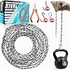 Upgraded] 236” Black Electroplated Steel Hanging Chain with S-Hooks, Snap Hooks, Ceiling Hooks & Pliers, 33LBS Load Bearing, Adjustable Length for Hanging Bird Feeders, Planters, Lanterns, Billboards