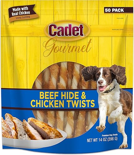 Cadet Gourmet Twists - Golosinas naturales para perros de pollo y pato envueltas en pollo y pato