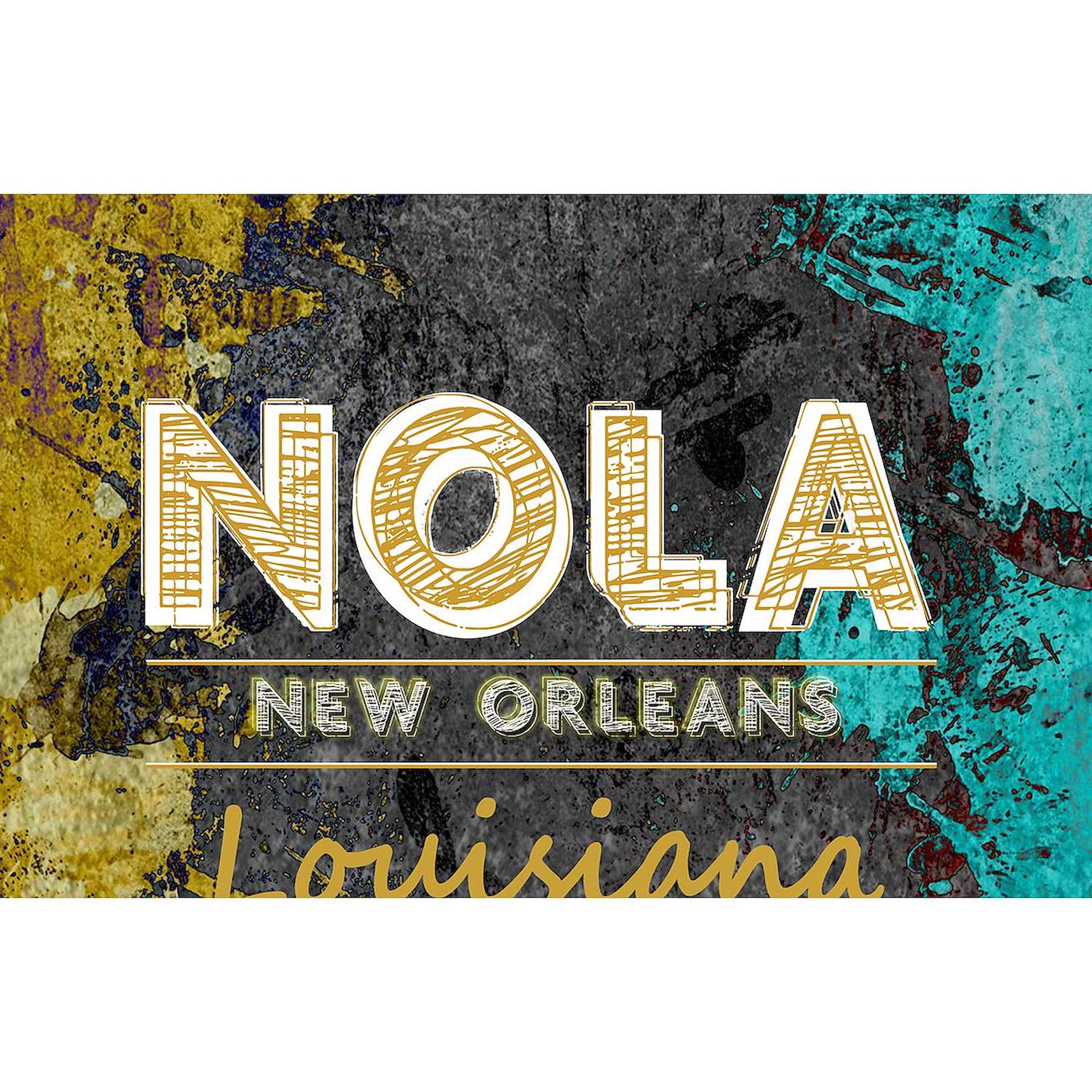 CafePress NOLA New Orleans Black Gold Turquoise Grunge Patch, 4