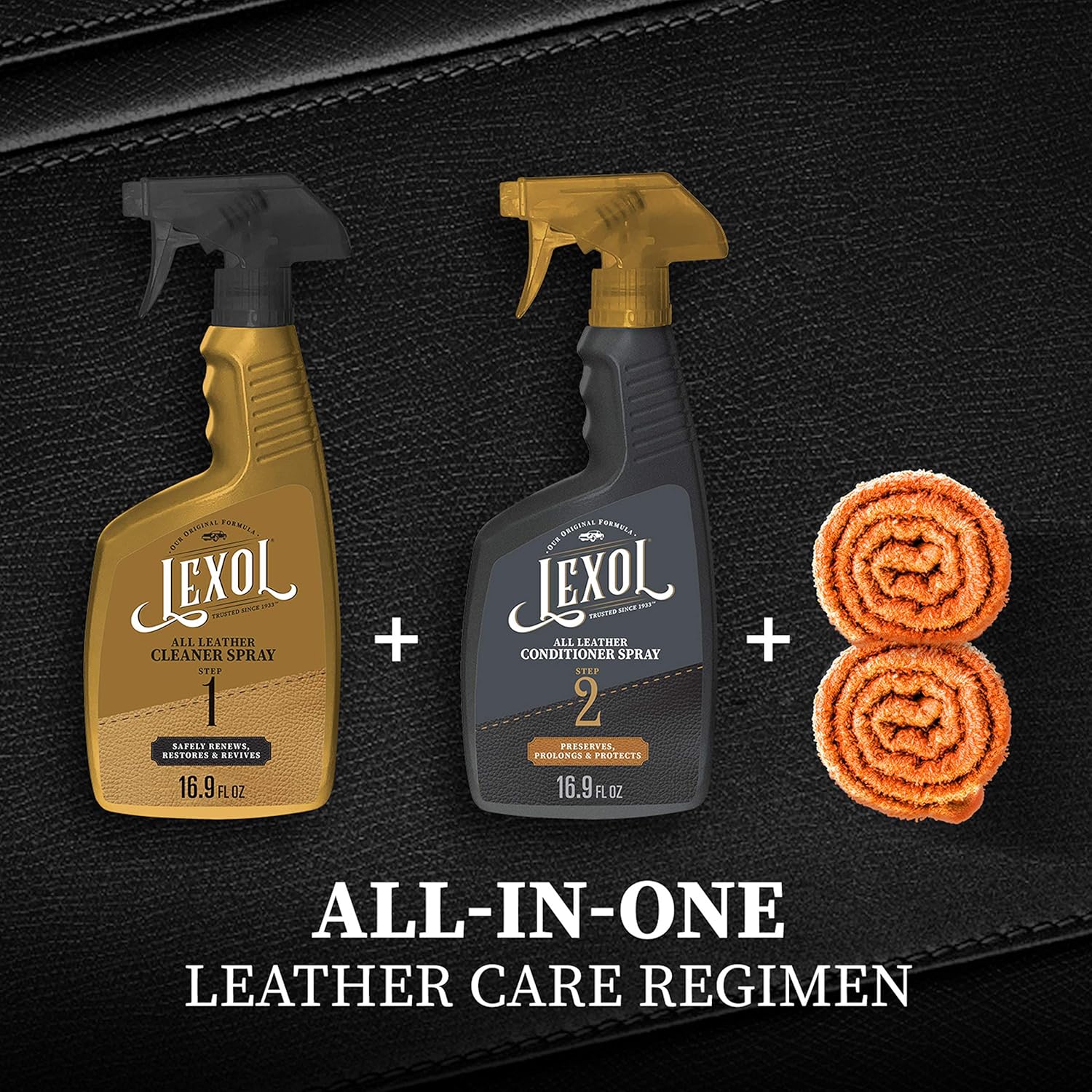 Lexol Trigger Spray Cleaner and Conditioner Kit with 2 Applicators (4 Items) - Foaming Car Leather Cleaner and Conditioner Kit : Automotive