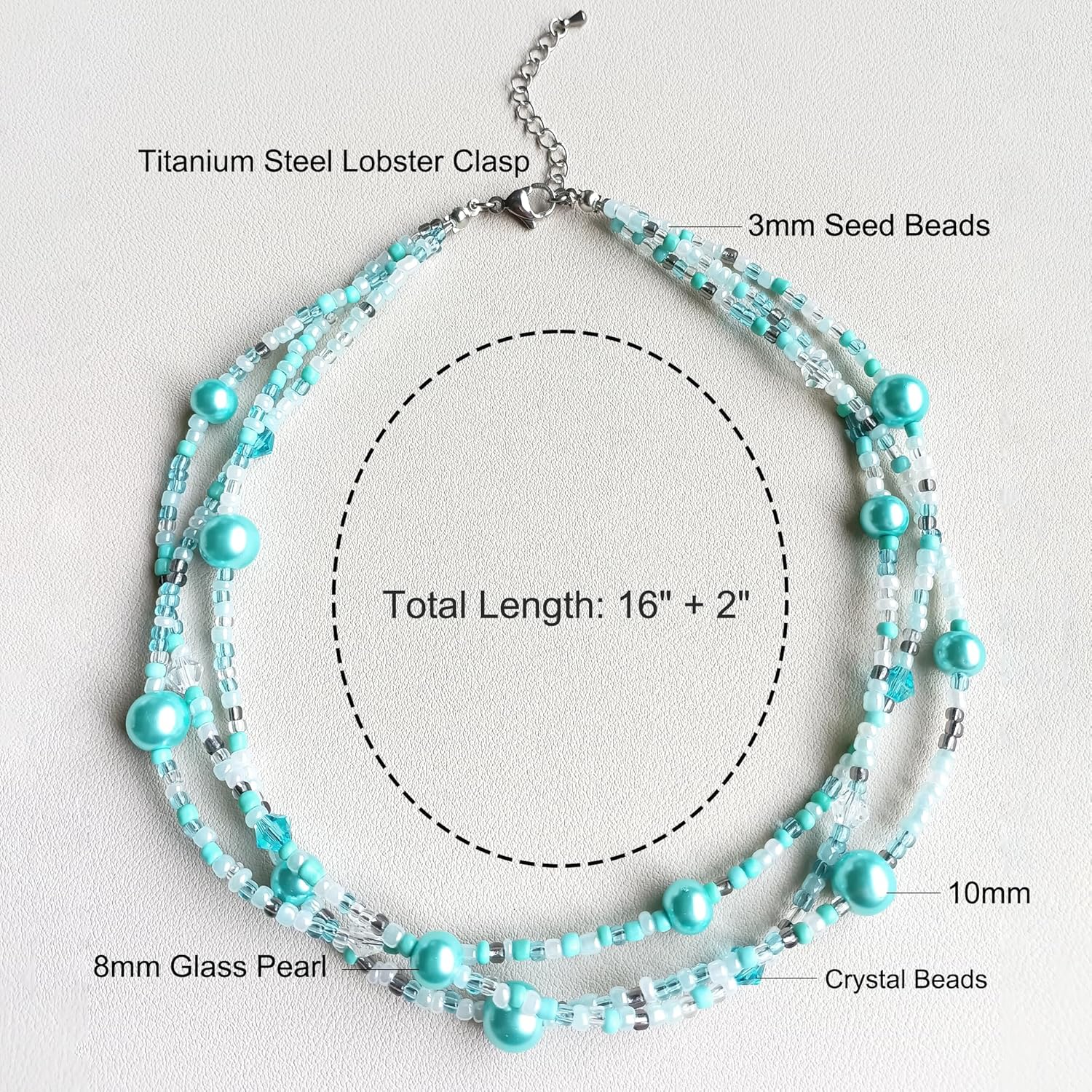 S.J JEWELRY Multi Strand Beaded Necklaces for Women Colorful Beaded Necklace Boho Necklaces for Women Summer Beach Pearl Choker Layered Necklace - Image 4