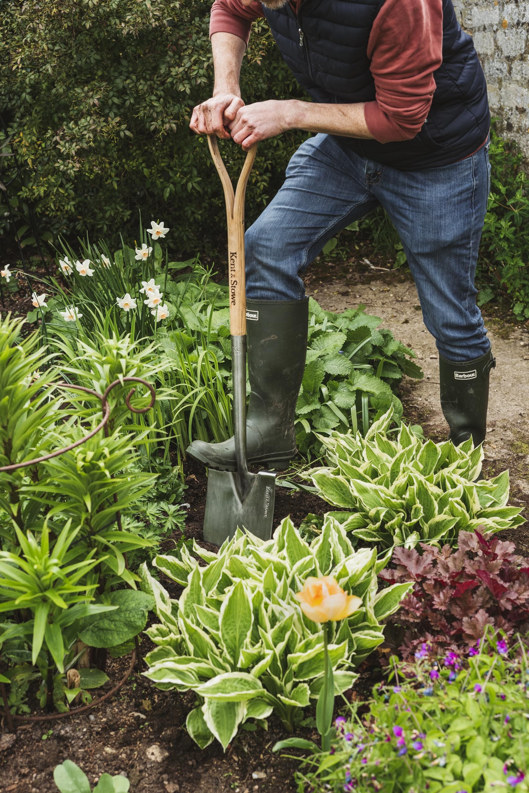 Kent & Stowe Vanga da Giardino Professionale - Acciaio Inossidabile Con Manico in Legno di Frassino, Lunghezza: 110 cm