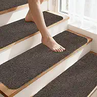 COSY HOMEER Stair Treads for Wooden Steps Non-Slip Carpet Mat,4pcs,Brown | Cut to Size,Peel and Stick,Washable,Residue Free,Self Adhesive,Stair Runner for Kid Elder Pet,28“x9”Carpet Stair Treads