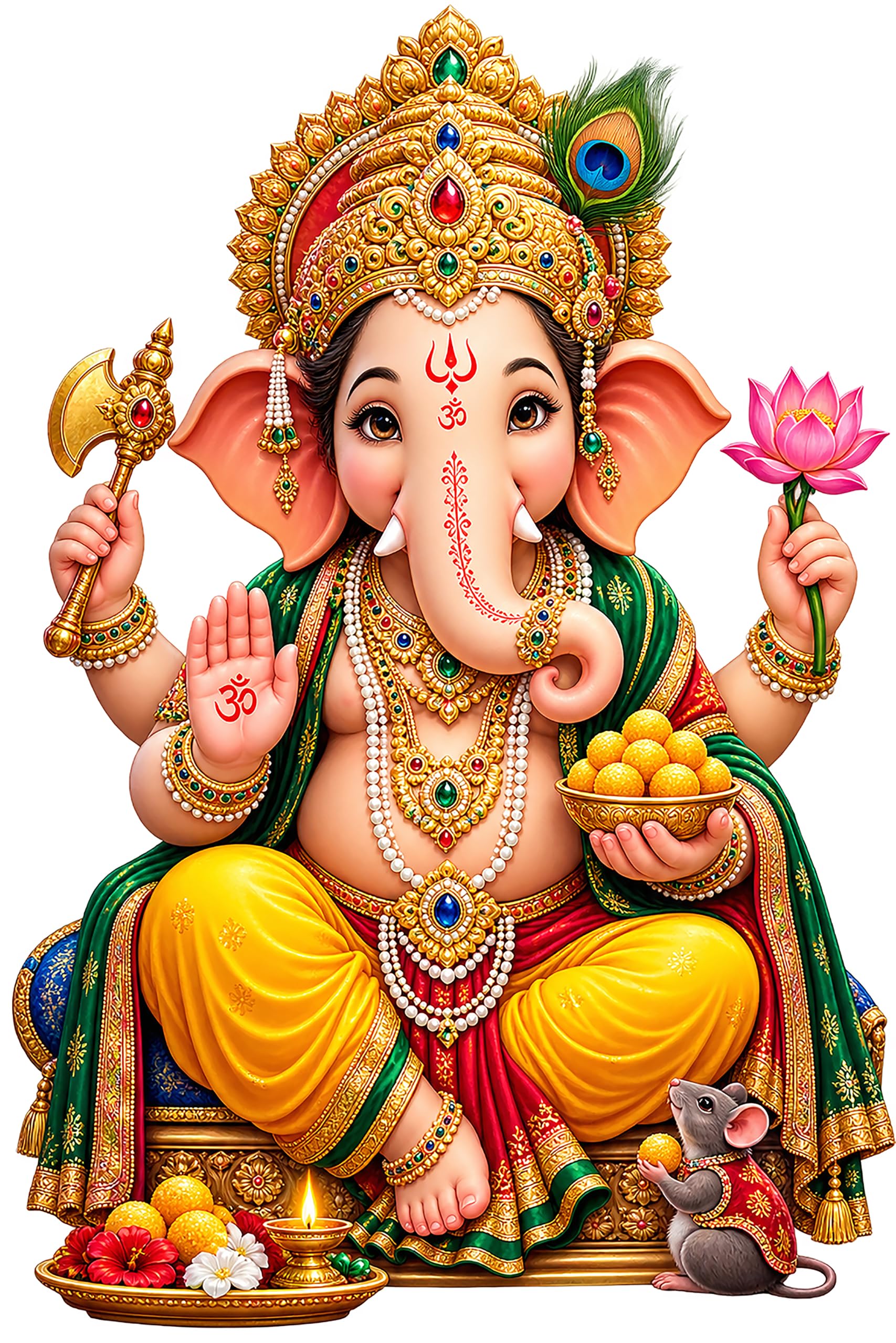 ANAGHA Ganesh Ji Vinyl Sticker 12x18 Inch | 3D Lord Ganesha Wall Sticker for Home, Pooja Room, Office & Car | Ganpati Bappa Devotional Decor+