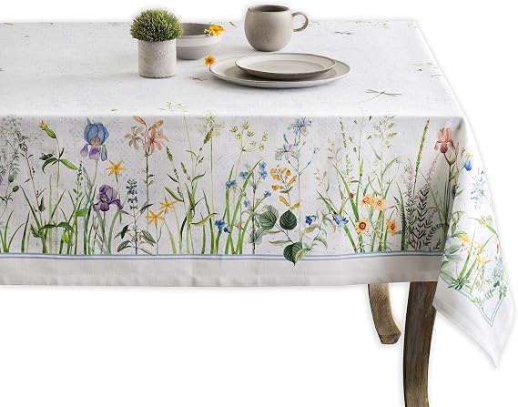 Maison d' Hermine Fleurs De Mai Bundle Set 100% Cotton Tablecloth (54 Inch by 54 Inch) and Set of 4 Napkins (20 Inch by 20 Inch)