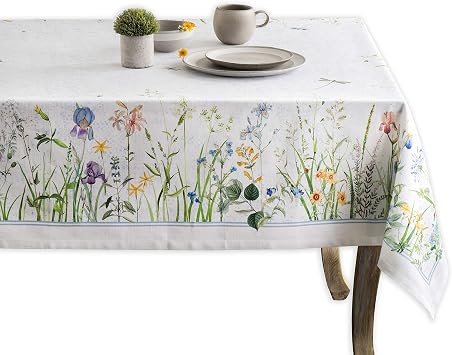 Maison d' Hermine Fleurs De Mai Bundle Set 100% Cotton Tablecloth (54 Inch by 54 Inch) and Set of 4 Napkins (20 Inch by 20 Inch)