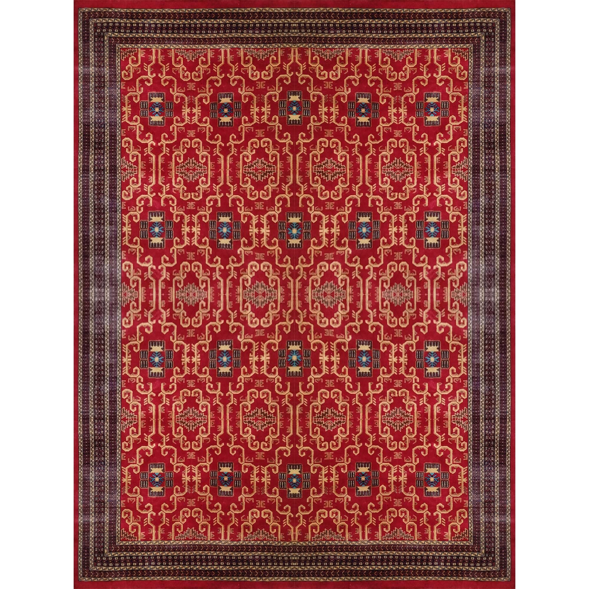 Hand Knotted Woolen Rug 10x14 feet Palace Red
