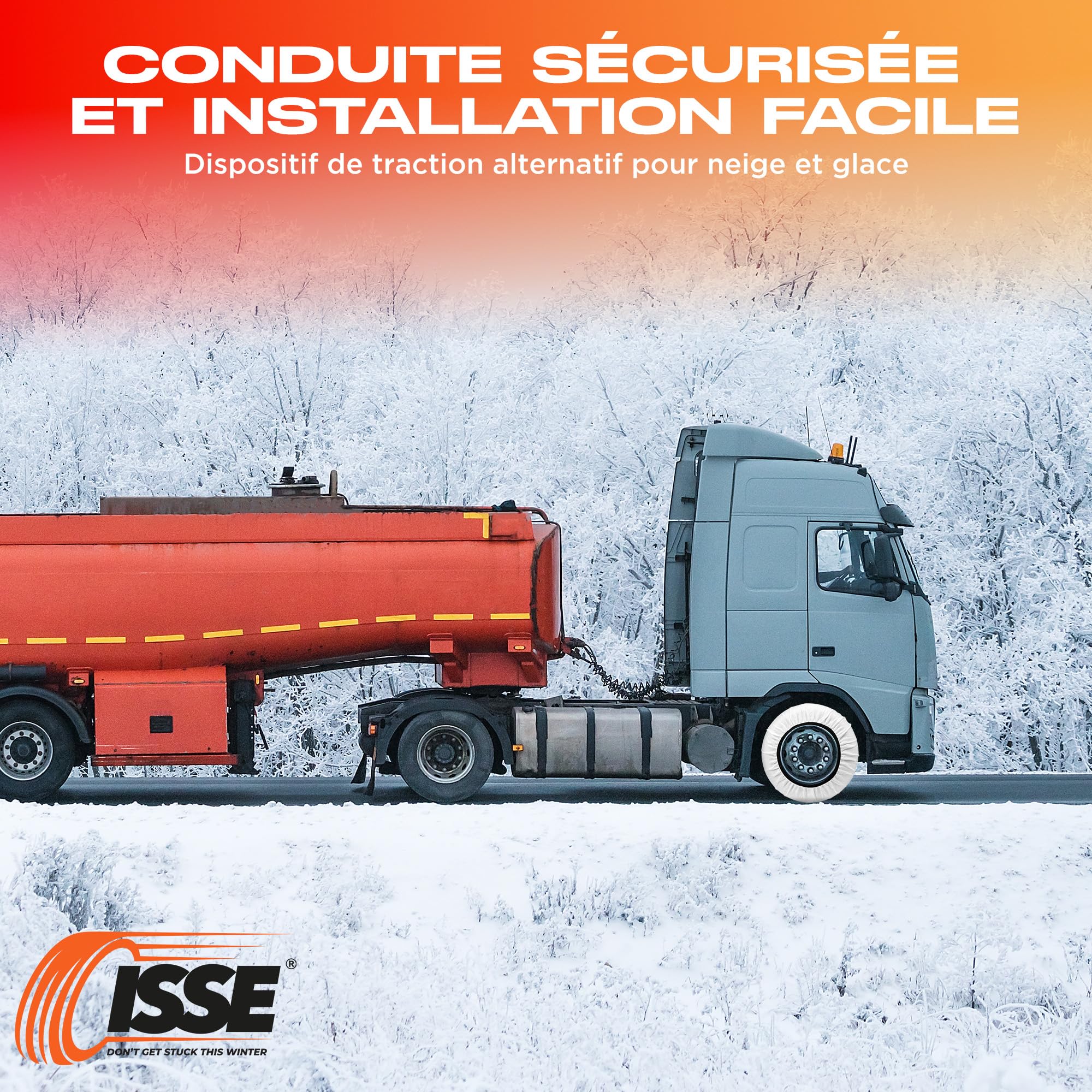 ISSE Snow Truck Chains T-90 | Truck Snow Textile Chains - Omologate EN 16662-1 Chaînes pour camions pour une utilisation quotidienne sur la neige et la glace - Kit de 2 chaînes