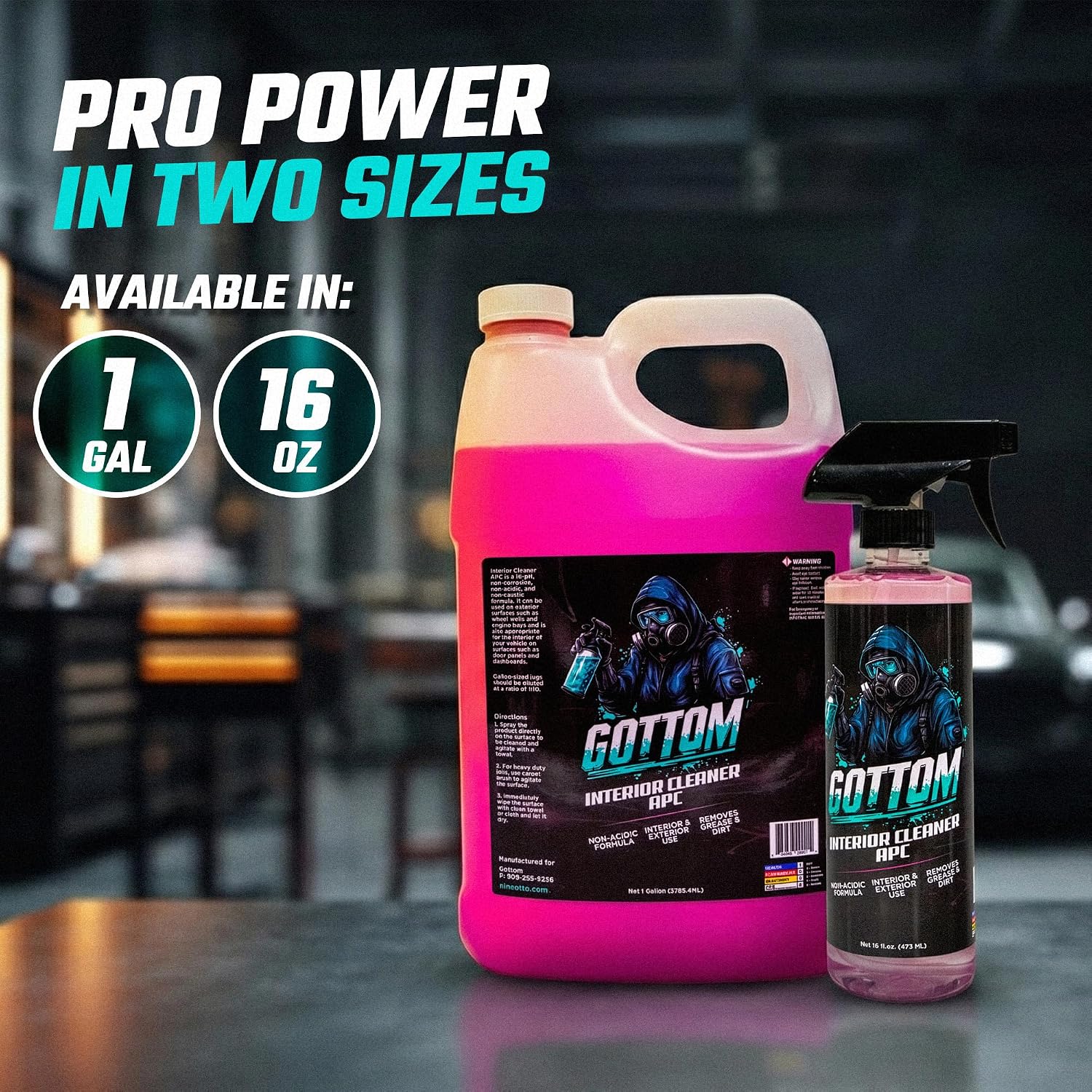 Gottom Interior Cleaner APC - 128 oz Multi-Surface Car Cleaner for Leather, Vinyl, Plastic, Carpet & Upholstery - Dashboard & Seat Cleaner, All-Purpose Interior Detailer for Car Interiors