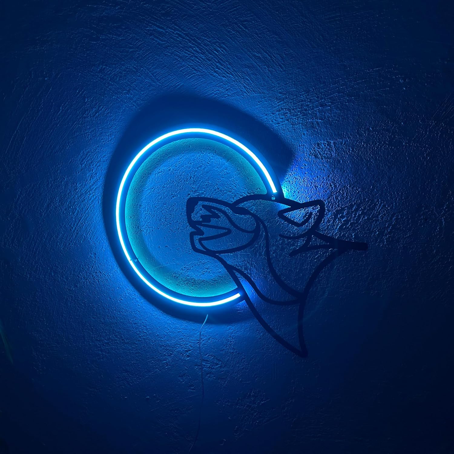 Wolf and the Moon Neon Metal Sign - Howsling Wolf LED Sign, Neon Sign Custom, Animal Neon Sign, Wolf Neon Sign (Without Remote Control)