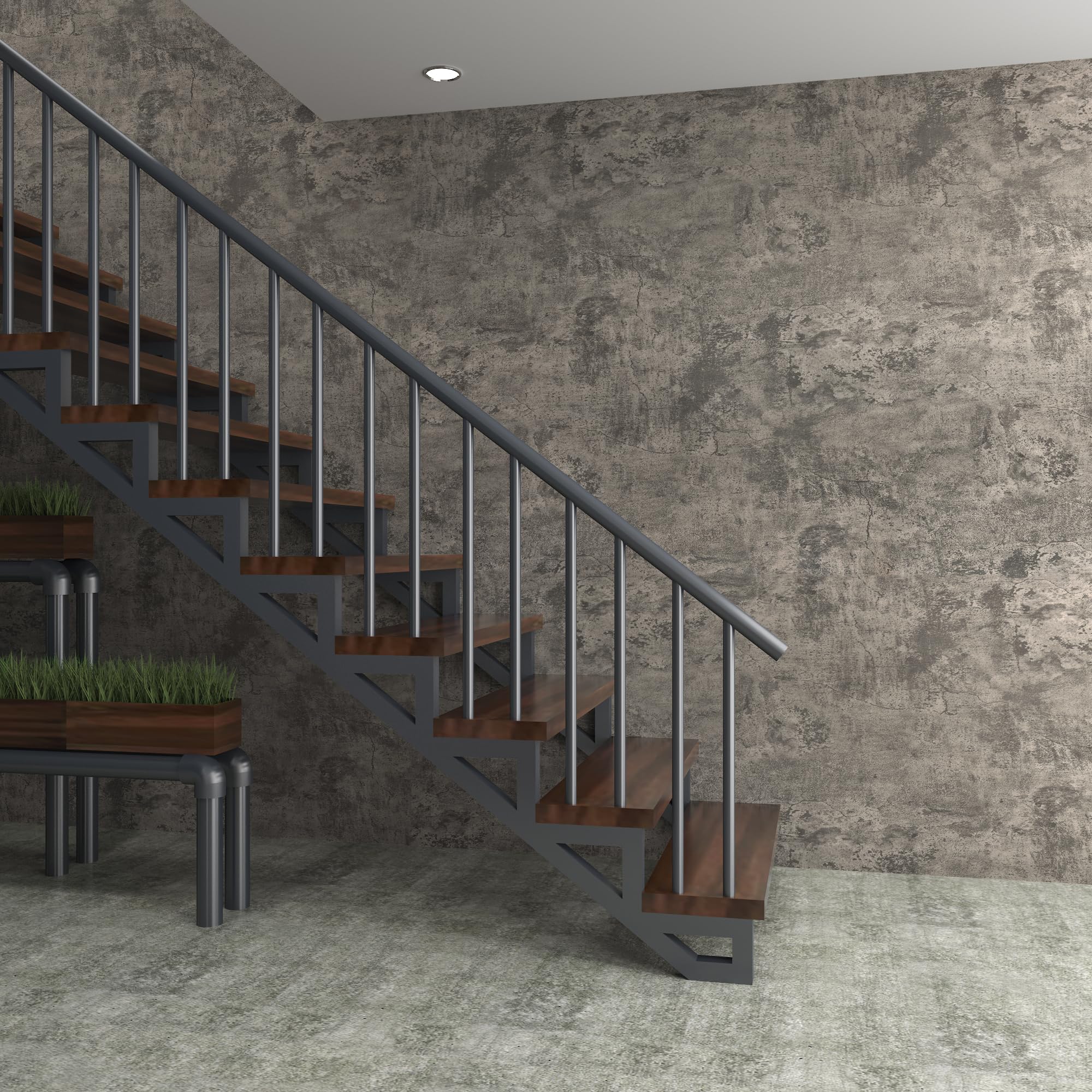 16"×591" Light Brown Grey Concrete Wallpaper Peel and Stick 3D Industrial Cement Contact Paper Vinyl Wrap Matte Textured Self Adhesive Wall Tile Sticker for Walls Kitchen Countertops Bedroom Bathroom