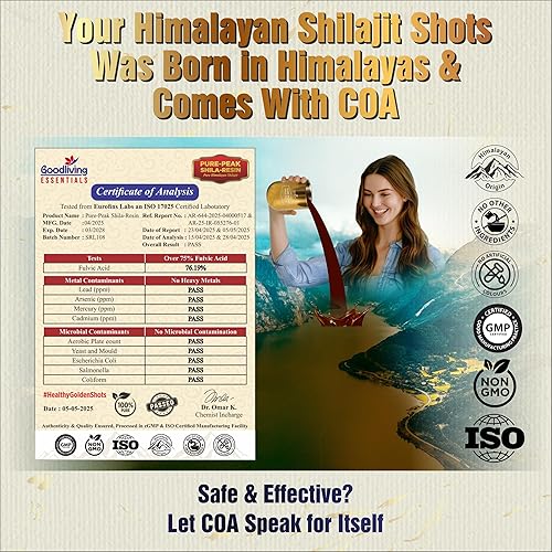 Miniatura 4 de Goodliving Essentials GE's Pure-Peak - Resina Shilajit pura del Himalaya gruesa con vaso y cuchara Shilajit