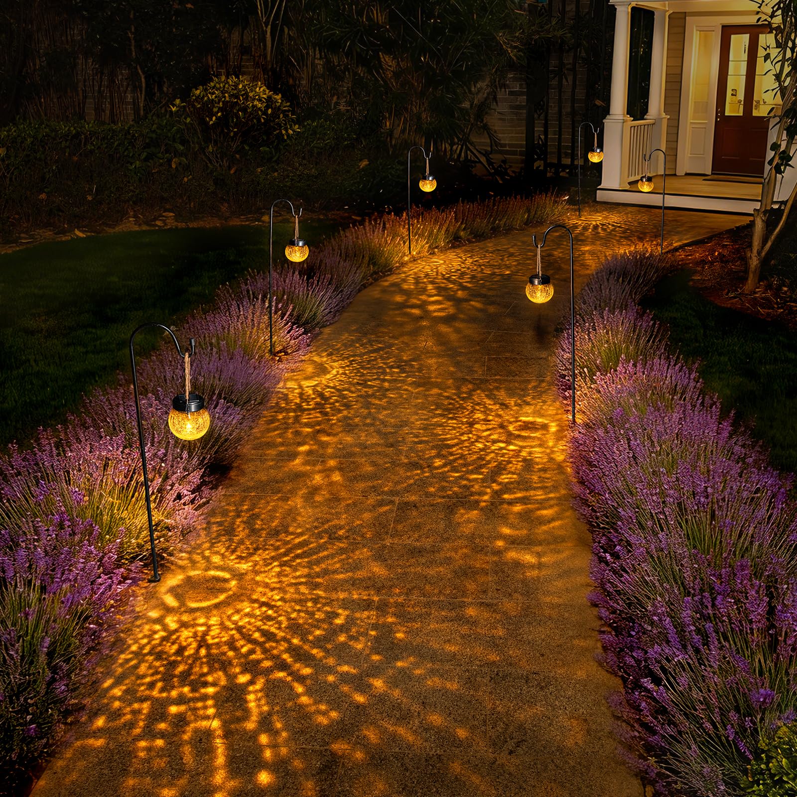 Auting Pack 2 Farolillos Solares Exterior Cristal Craquelado IP65 RGB | Dos efectos de iluminación para crear diferentes ambientes. Perfectos para árboles, balcones y zonas de reunión
