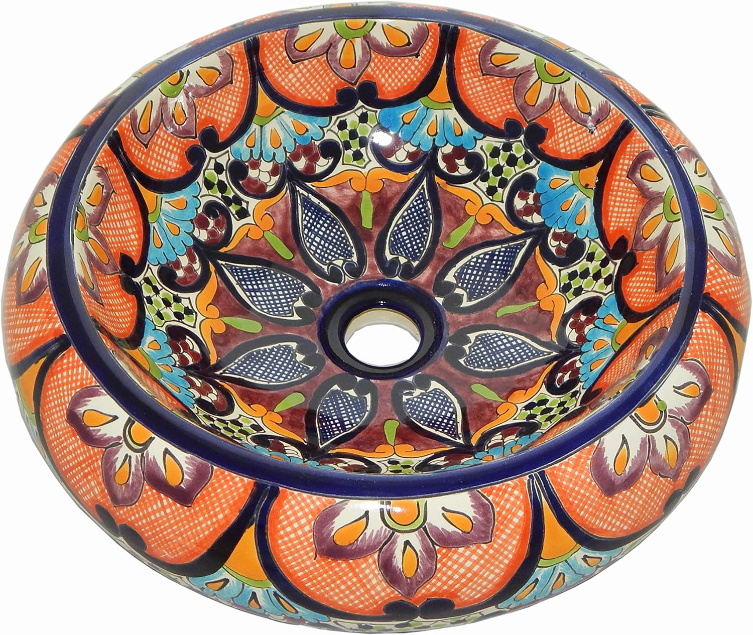 Mexican Talavera Round Vessel Sink Donut Ceramic Handmade Decorative 130