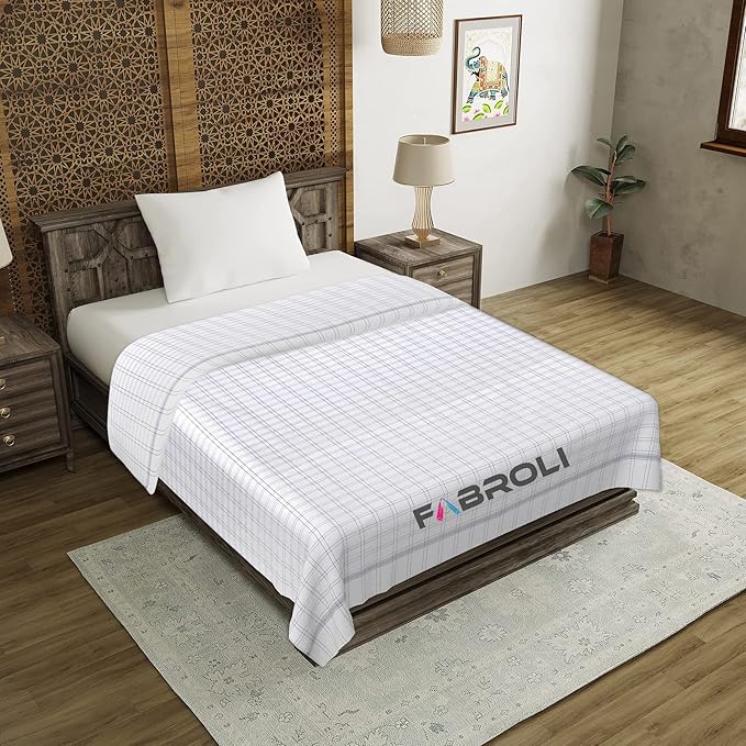 Fabroli Reversible 100% Cotton Deluxe Thick Double Bed Top Sheet/Chaddar/Khes/Dohar/Comforter/Bedsheet/Summer Blanket/Odhne wali Chadar/AC Blanket - (60x100) inch