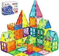 Vista 1 de Azulejos Magnéticos, 63 Piezas de Bloques Magnéticos para Niños, Juego de Construcción con Imanes, Set de Construcción Educativo, Juguetes STEM