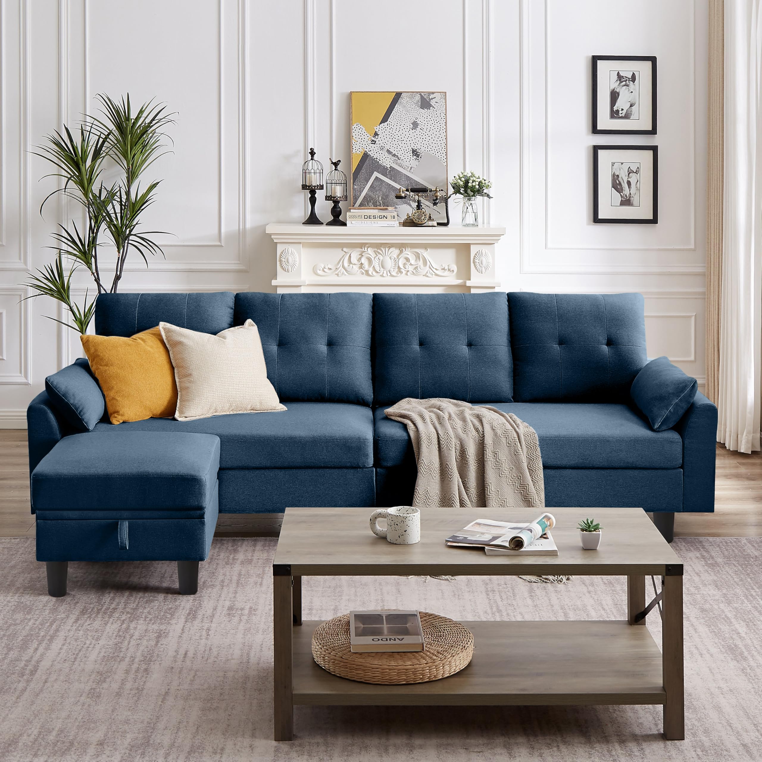 102 Sectional Sofa Couch Blue
