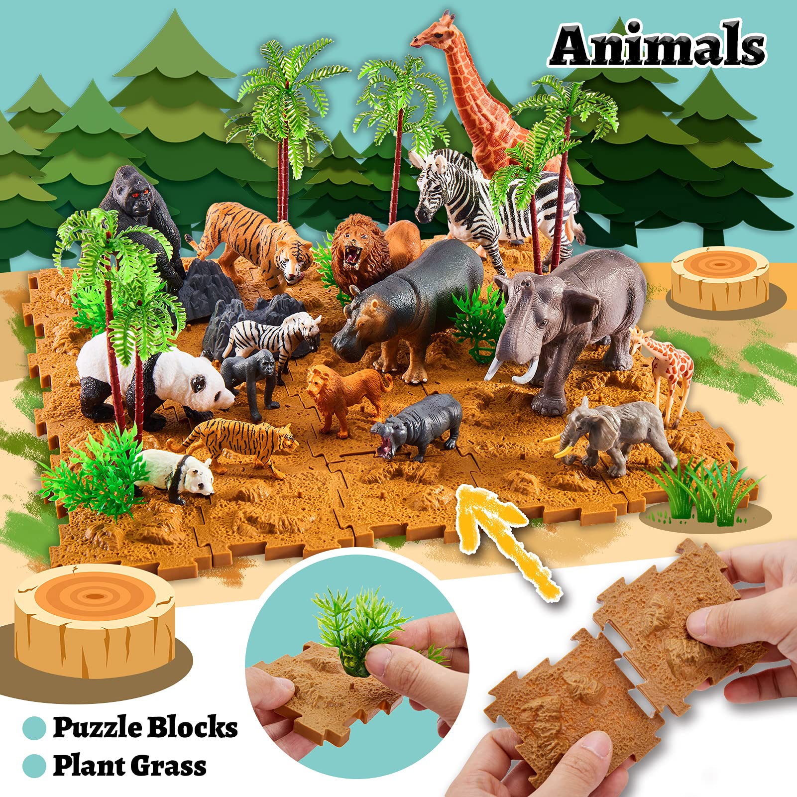 Buy TOEY PLAY Wild Animal Figures Set Toys for Kids, Jungle Animals Zoo