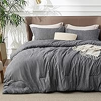 Vista 33 de Bedsure, juego de edredón tamaño king - Ropa de cama suave color taupe para todas las estaciones, juego de cama teñido catiónico, 3 piezas, 1