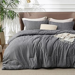 Bedsure Oversized Queen Comforter Set - Charcoal Grey Soft Bedding for A...