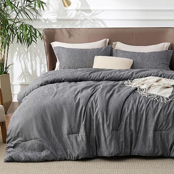 Bedsure King Size Comforter Set - Beige King Comforter Set, Soft Bedding for All Seasons, Cationic Dyed Bedding Set, 3 Pieces, 1 Comforter (104"x90") and 2 Pillow Shams (20"x36"+2")