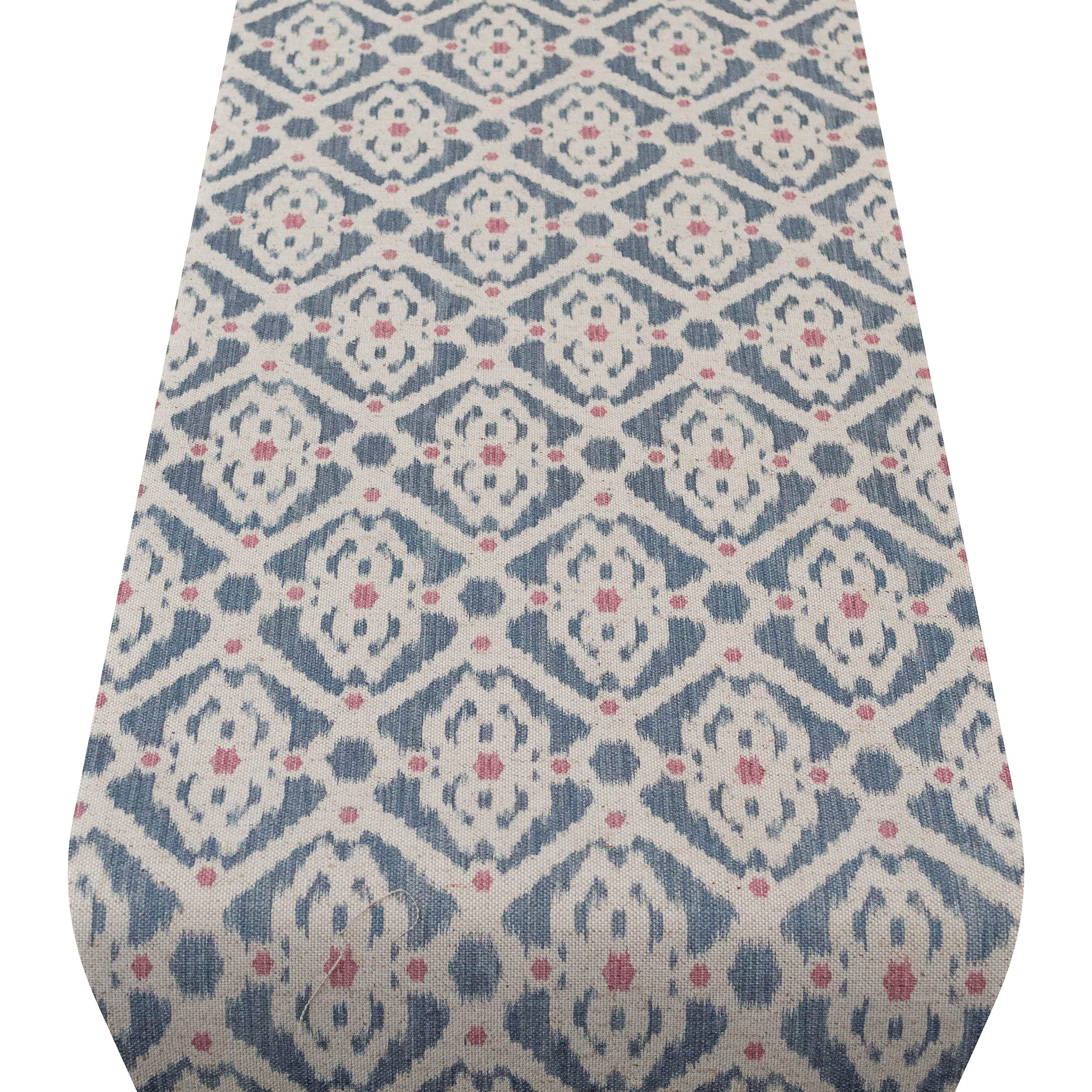 Linen Loft Blue/Pink Santorini Table Runner In And Shabby Chic Dots & Diamonds Dinner Party Kitchen Accessory. Available In Two Sizes. (30Cm X 230Cm)