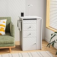 Vista 4 de Foldable Nail Table with Dust Collector, Manicure Desk for Nail Tech, with LED Lamp, Wrist Rest, Rolling Nail Table for Salon, Home Beauty Blanco