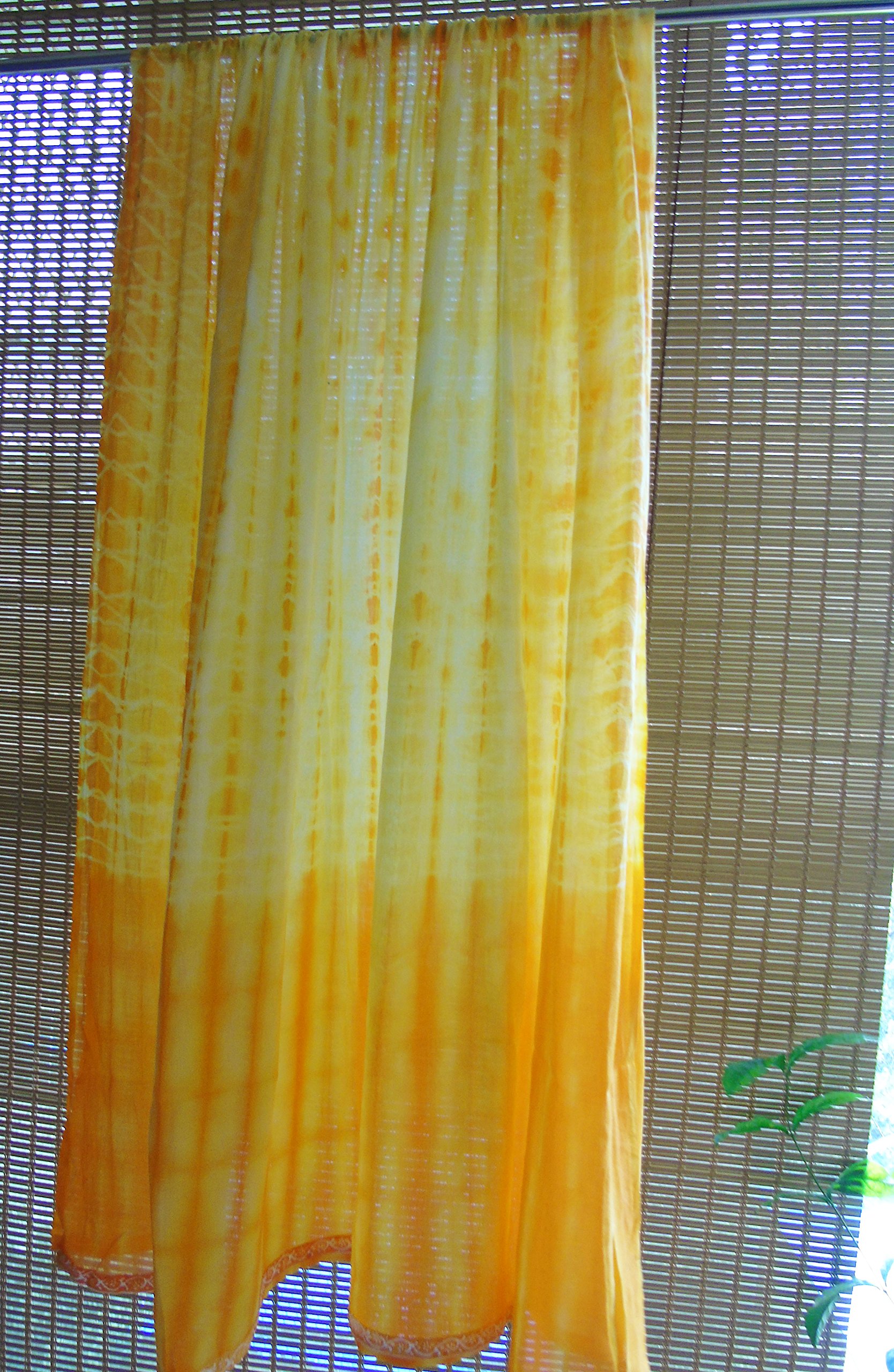 Panigha Handmade India Cotton Muslin Tie n dye Stole in Golden Yellow color