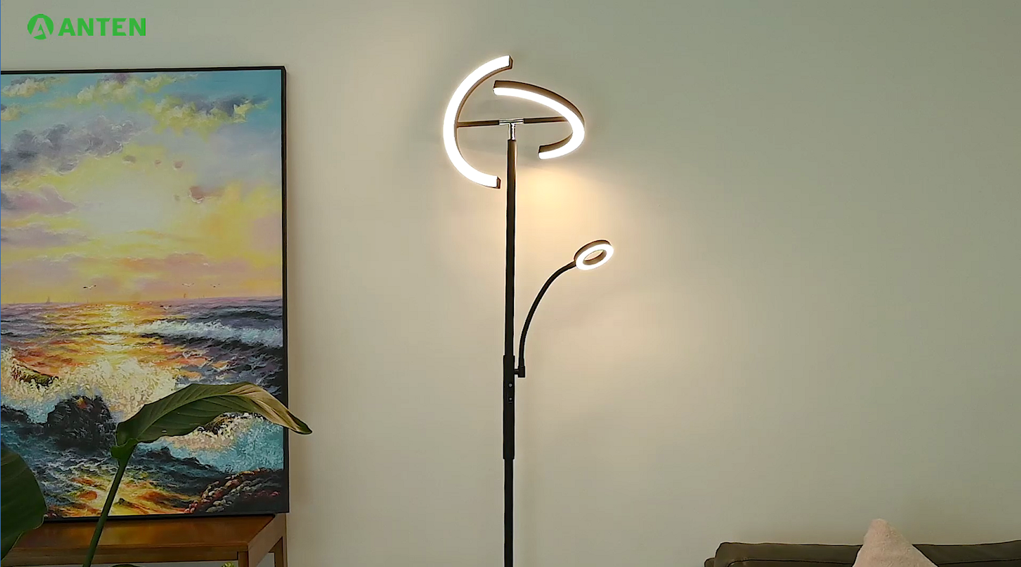 Lampada Da Terra Home Sweet Home - Moderna, Nero/Bianco, LED E27 4W, 173.5 Cm, Per Camera Da Letto