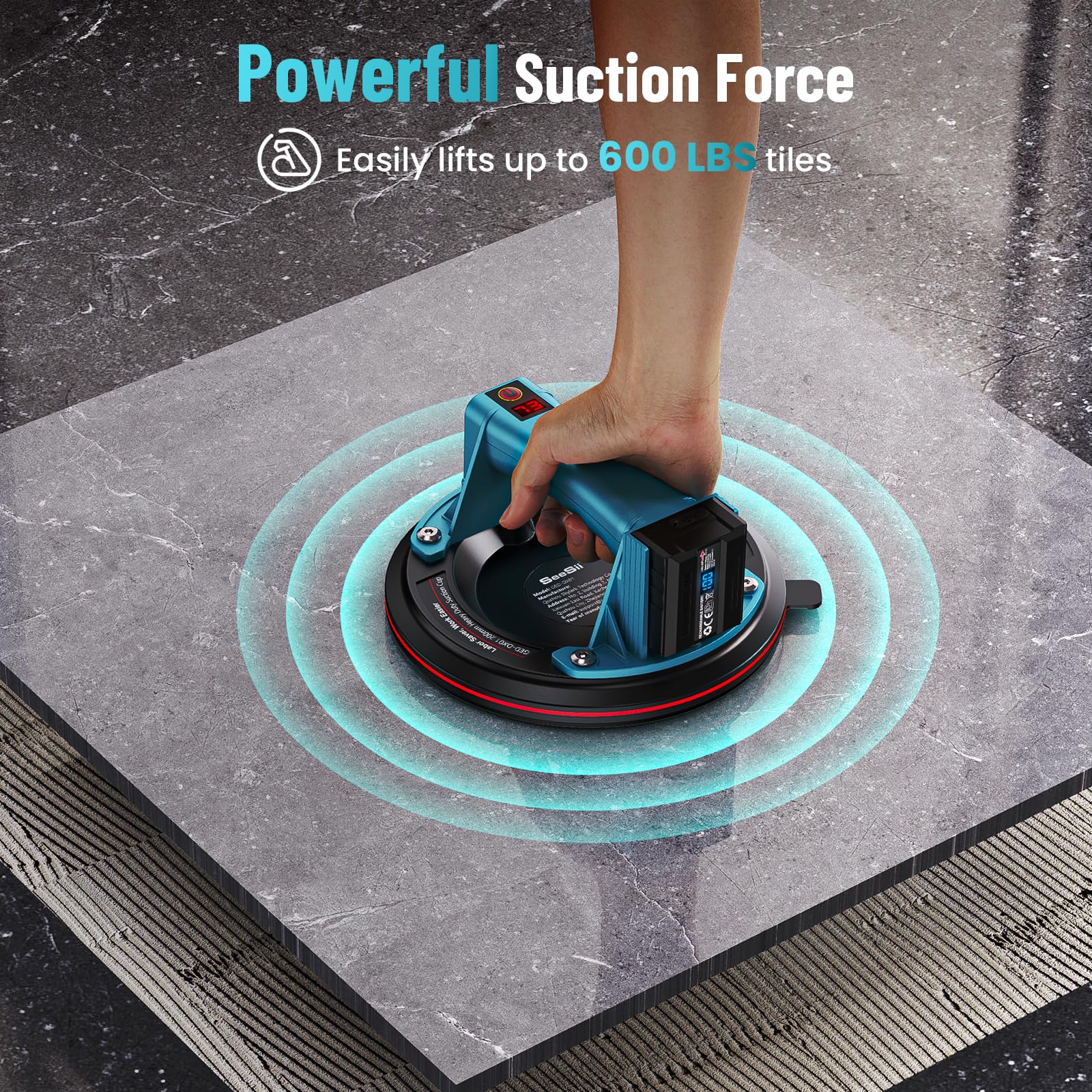 Electric Vacuum Suction Cup - 8 Inch 600lb Capacity With Auto Pump ...