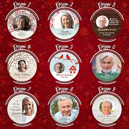 Miniatura 3 de In Loving Memory, Adorno conmemorativo de Navidad personalizado con foto, nombre y fecha, sube fotos e imágenes - 7 diseños, adornos conmemorativos