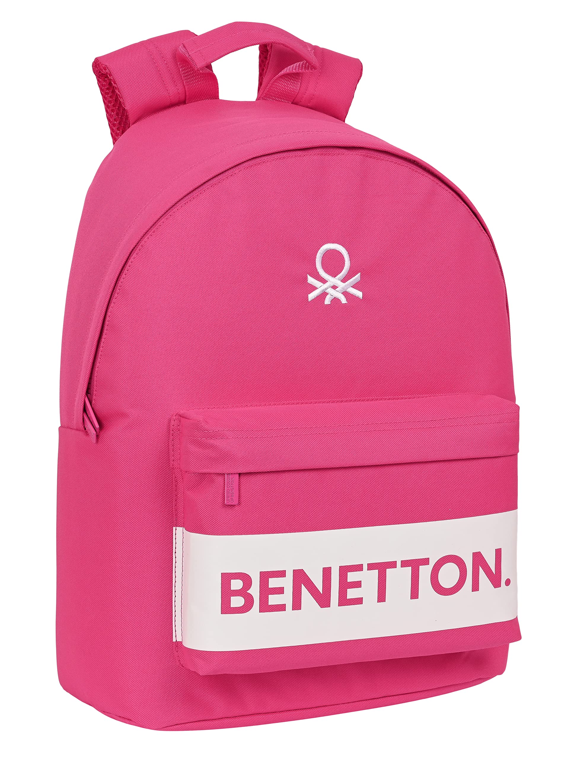 Safta BENETTON Raspberry - Mochila Juvenil para Portátil 14.1", Ideal para Jóvenes de Diferentes Edades, Cómoda y Versátil, Calidad y Resistencia, 31x16x41 cm, Color Rosa fucsia