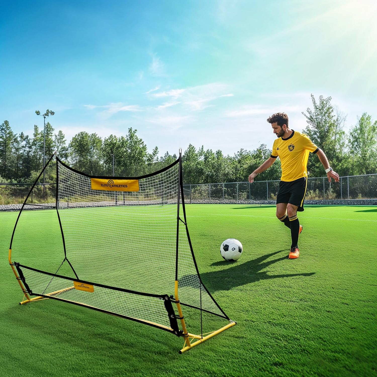2 in 1 Soccer Rebounder Net, Soccer Bounce Back Net with Carrying Case